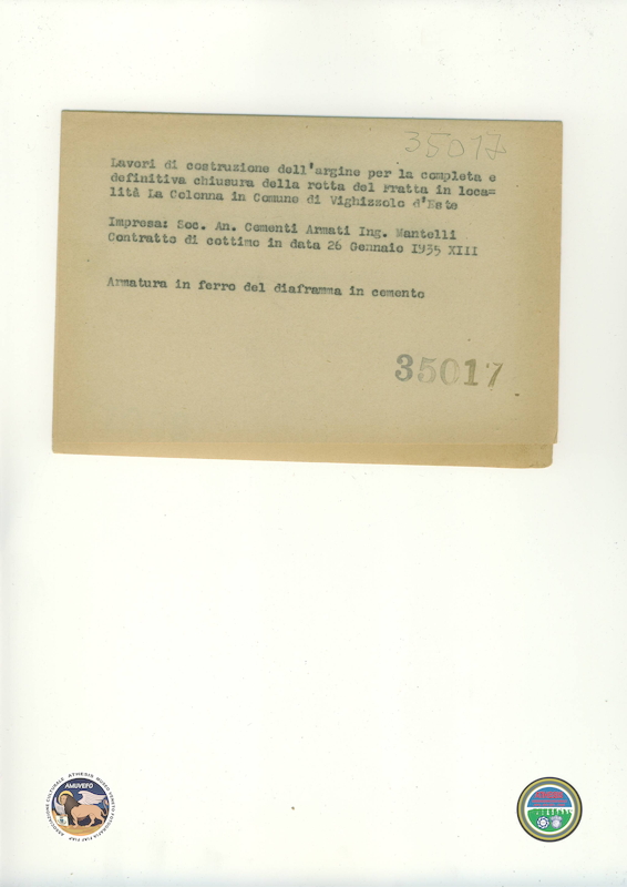 1935 01 26 Vighizzolo d&#039;Este ARGINE CHIUSURA FRATTA LA COLONNA  id_35017 3a retro